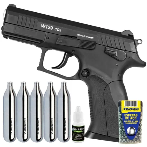 Pistola de Pressão Rossi W129 CO2 4,5mm Blowback - Edição Treino Tático